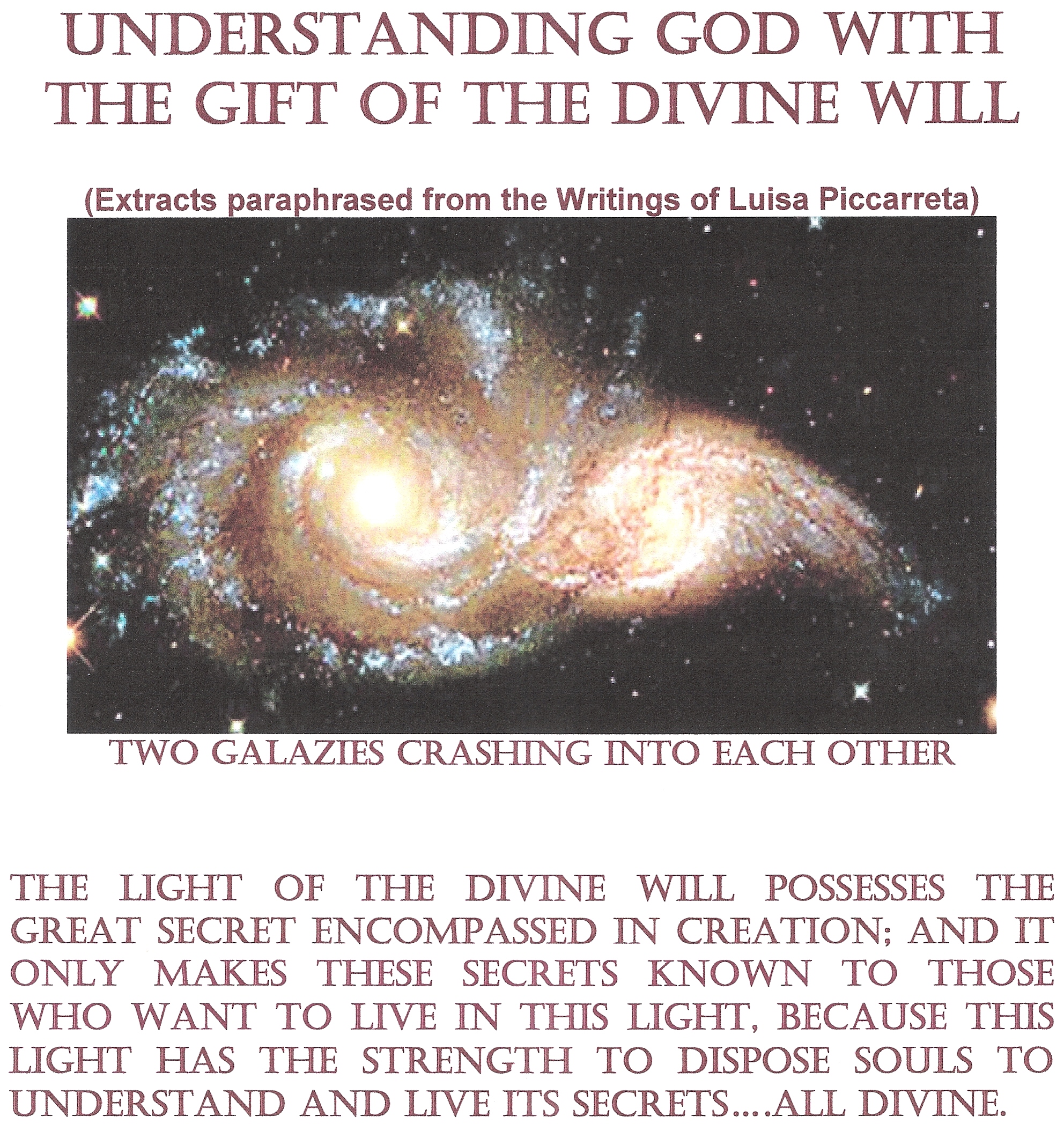 Understanding God with the Gift of The Divine Will Understanding God with the Gift of The Divine Will